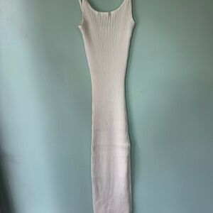 H&M Cream Ribbed Maxi Dress